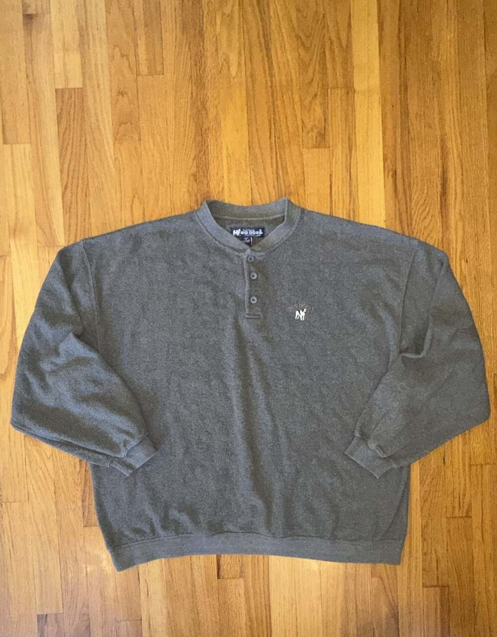Vintage 90s BIG DOGS Henley Sweatshirt Men's 2XL Grey Long Sleeve